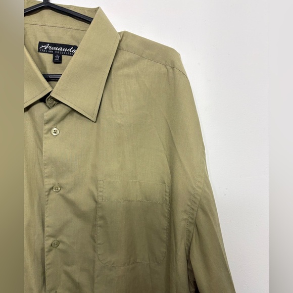 Armando Italian Collection Olive Green Dress Shirt - Size XL - Neck 17.5 - Picture 4 of 6